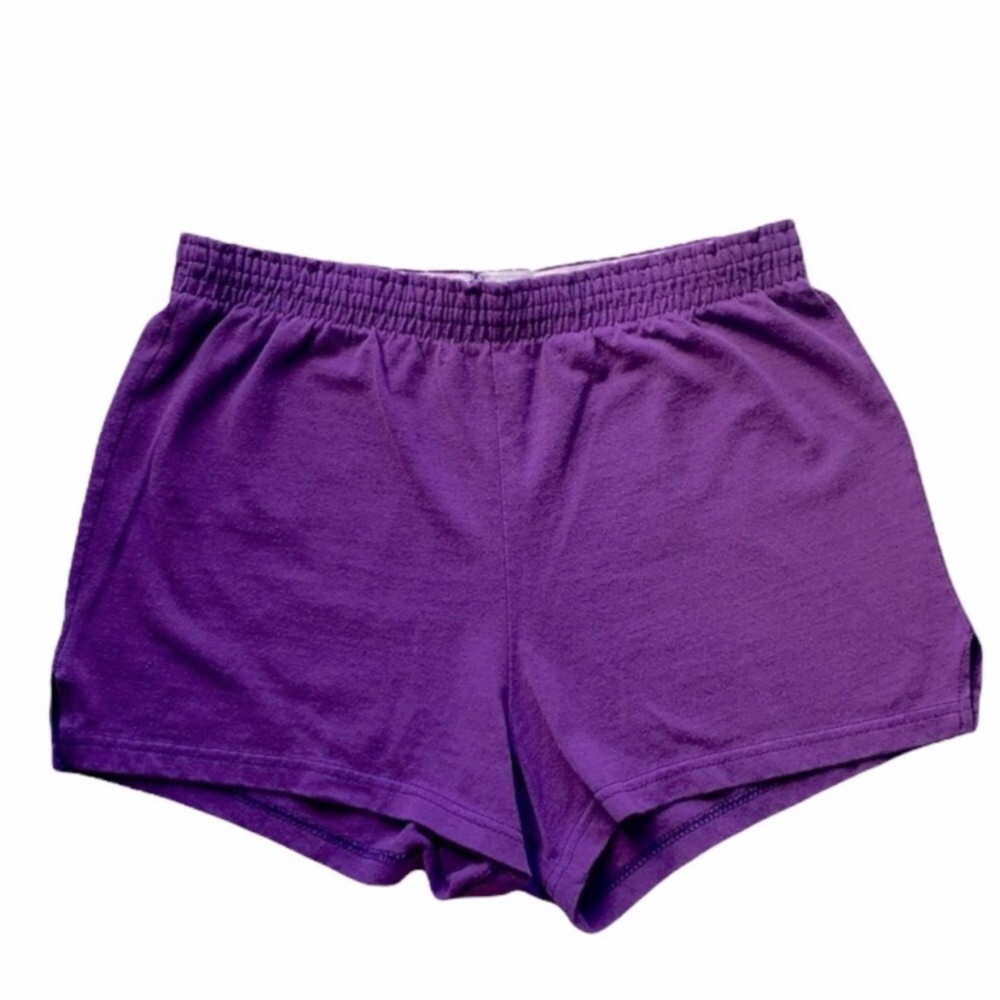 Soffe purple gym shorts with elastic waistband, small